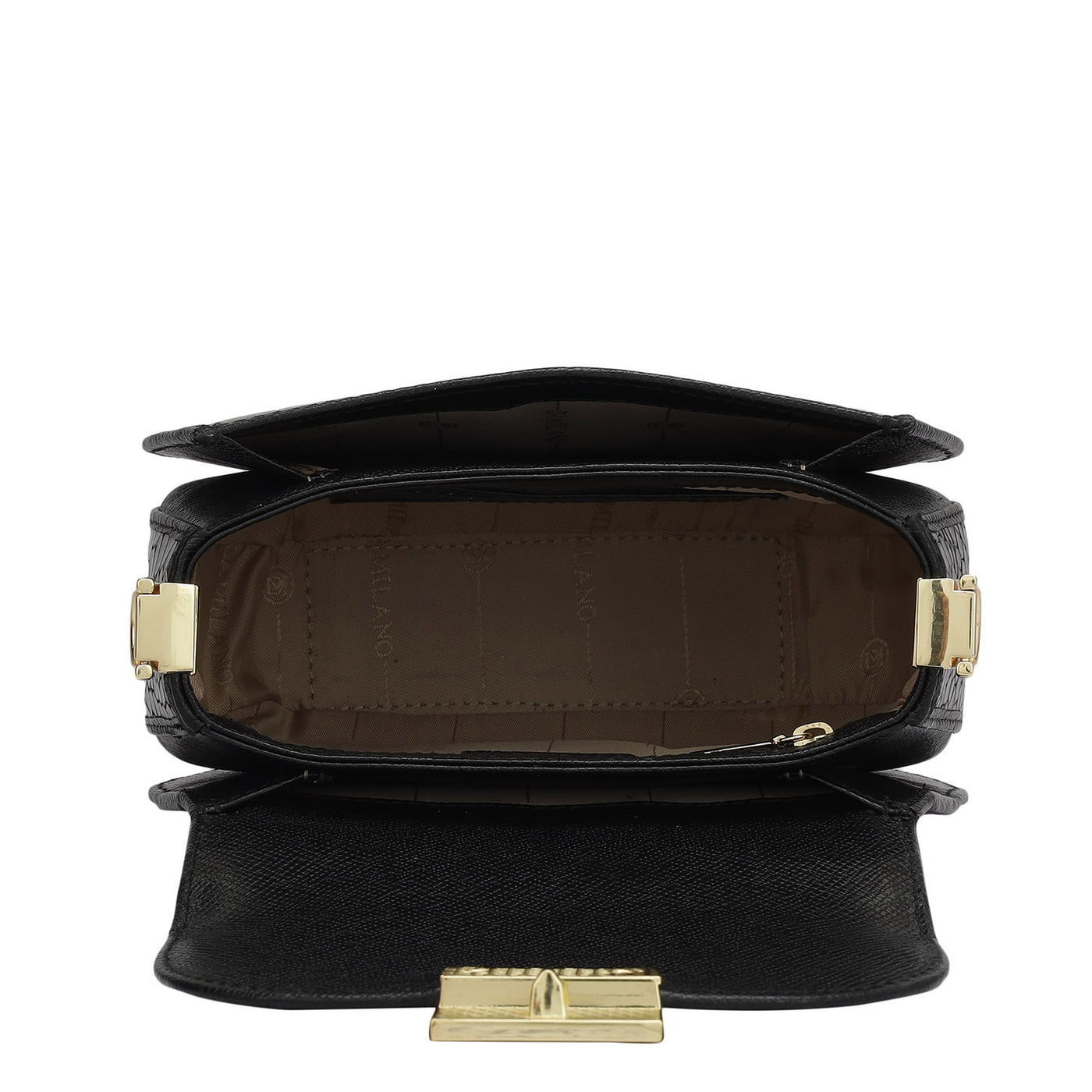 Small Croco Leather Sling - Black