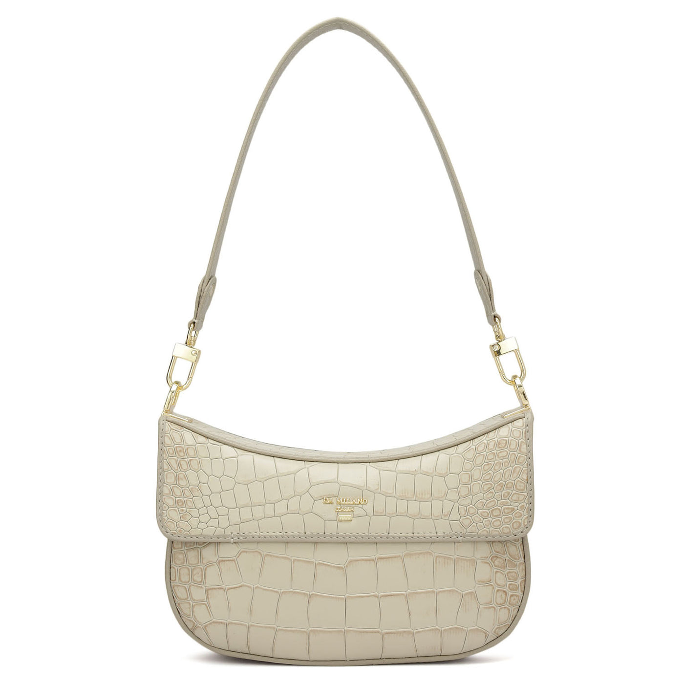 Small Croco Leather Baguette - Frost