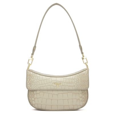 Small Croco Leather Baguette - Frost