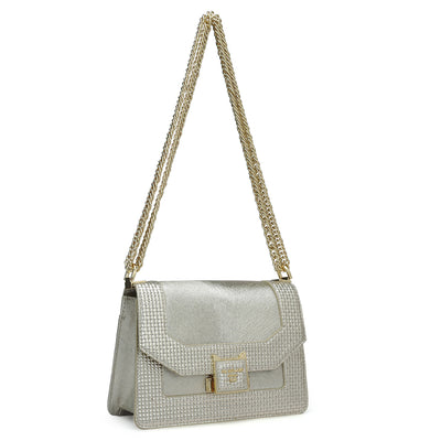 Small Metallic Leather Shoulder Bag - Gold