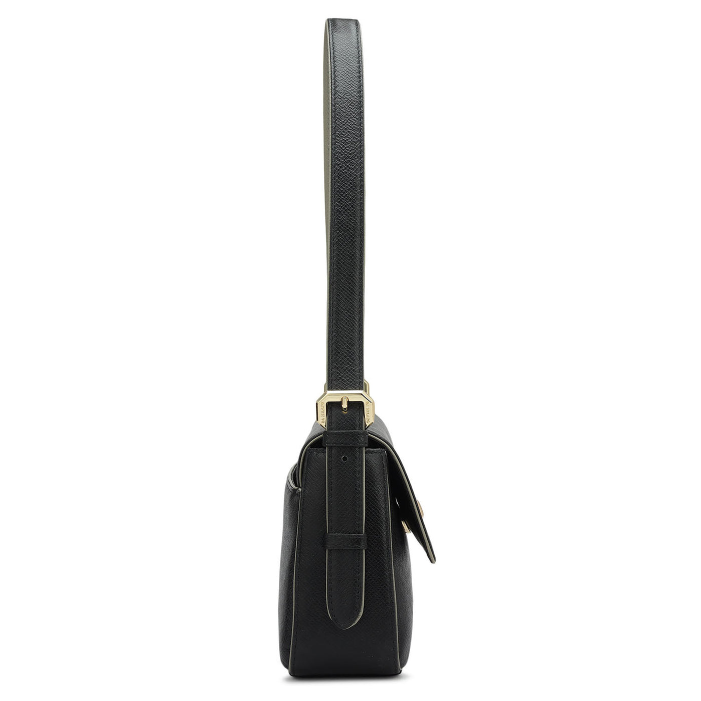 Small Franzy Leather Baguette - Black