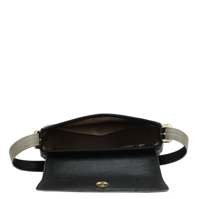 Small Franzy Leather Baguette - Black