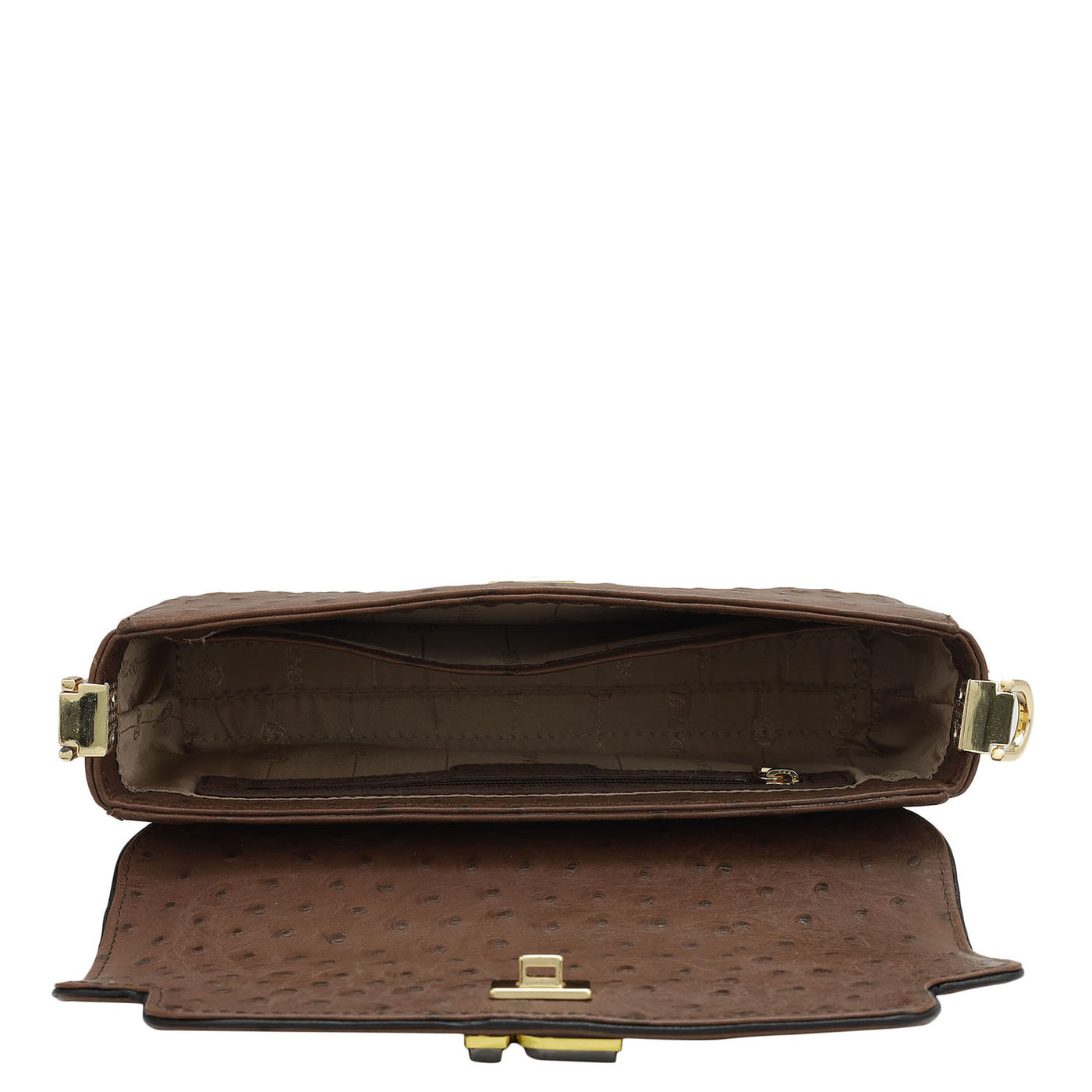 Small Ostrich Leather Baguette - Brown