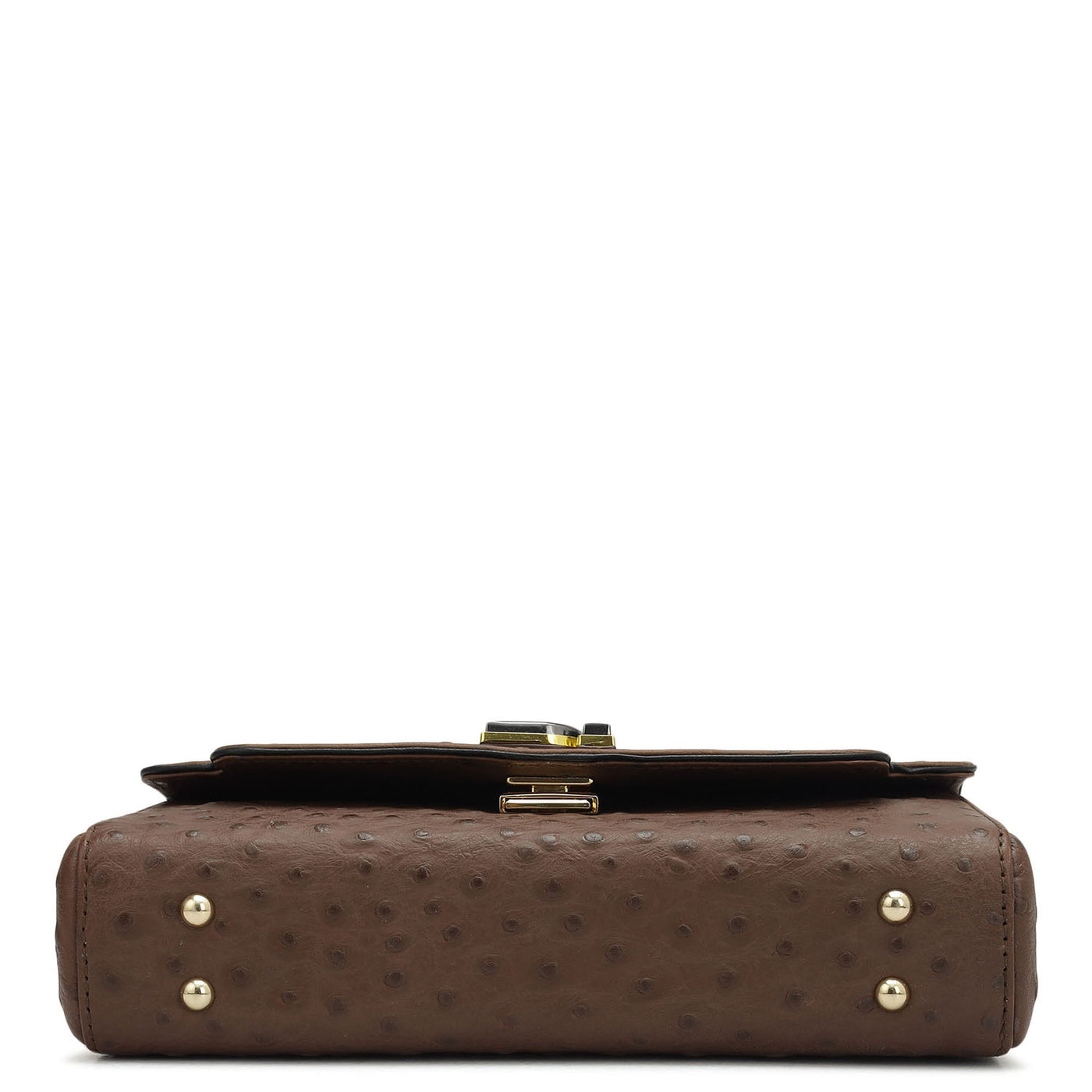 Small Ostrich Leather Baguette - Brown