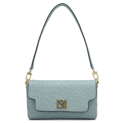 Small Ostrich Leather Baguette - Ice Blue