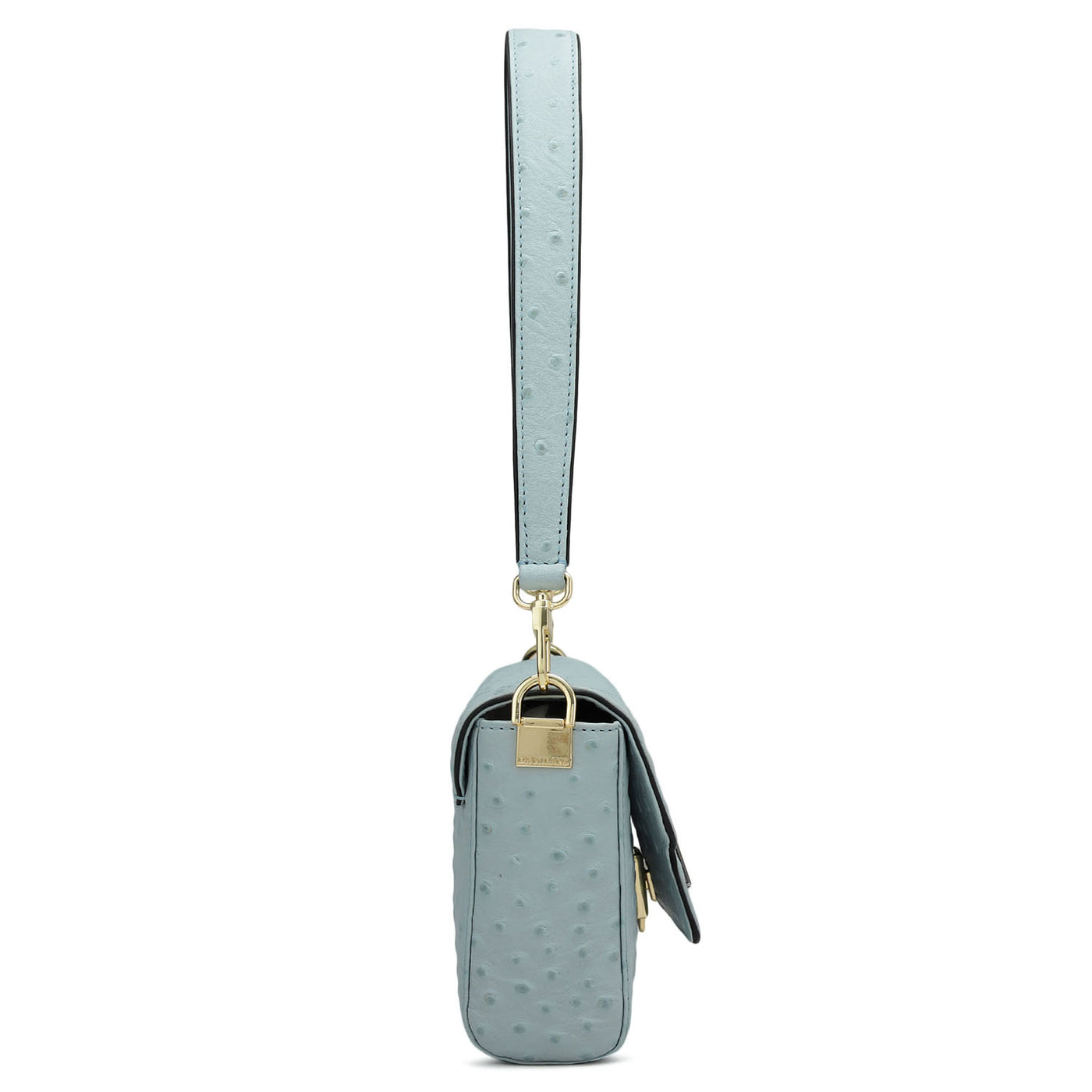 Small Ostrich Leather Baguette - Ice Blue