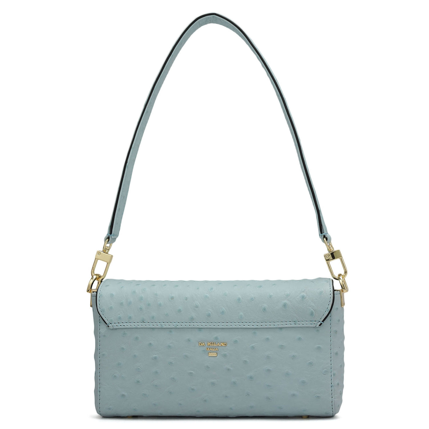 Small Ostrich Leather Baguette - Ice Blue