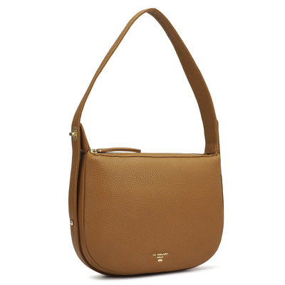 Small Wax Leather Hobo - Caramel