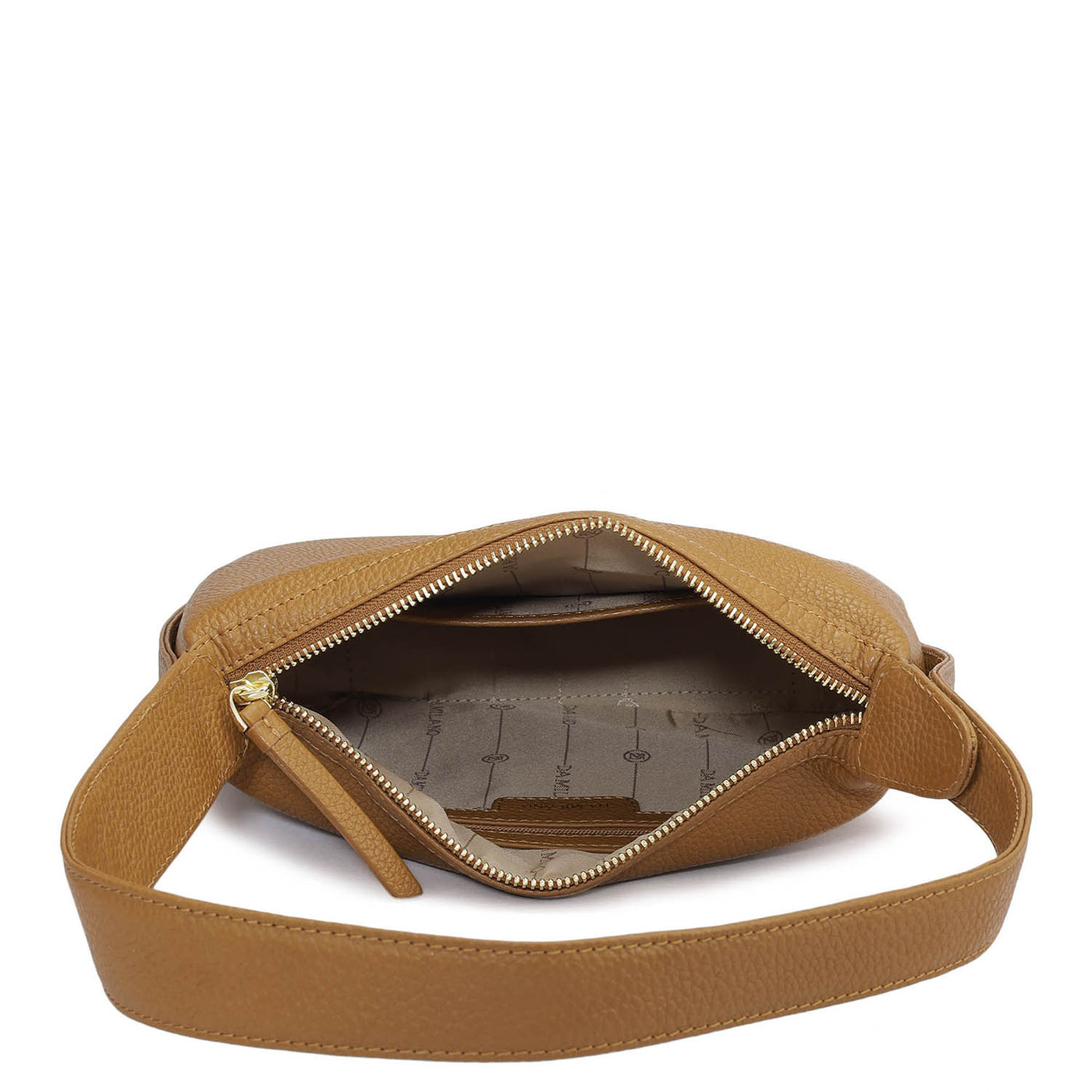 Small Wax Leather Hobo - Caramel