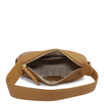 Small Wax Leather Hobo - Caramel