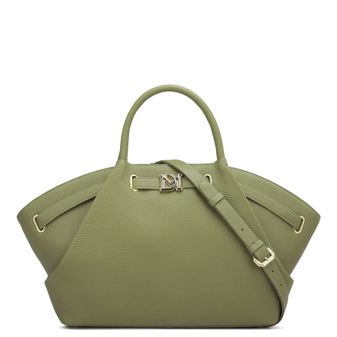 Medium Wax Leather Satchel - Fern