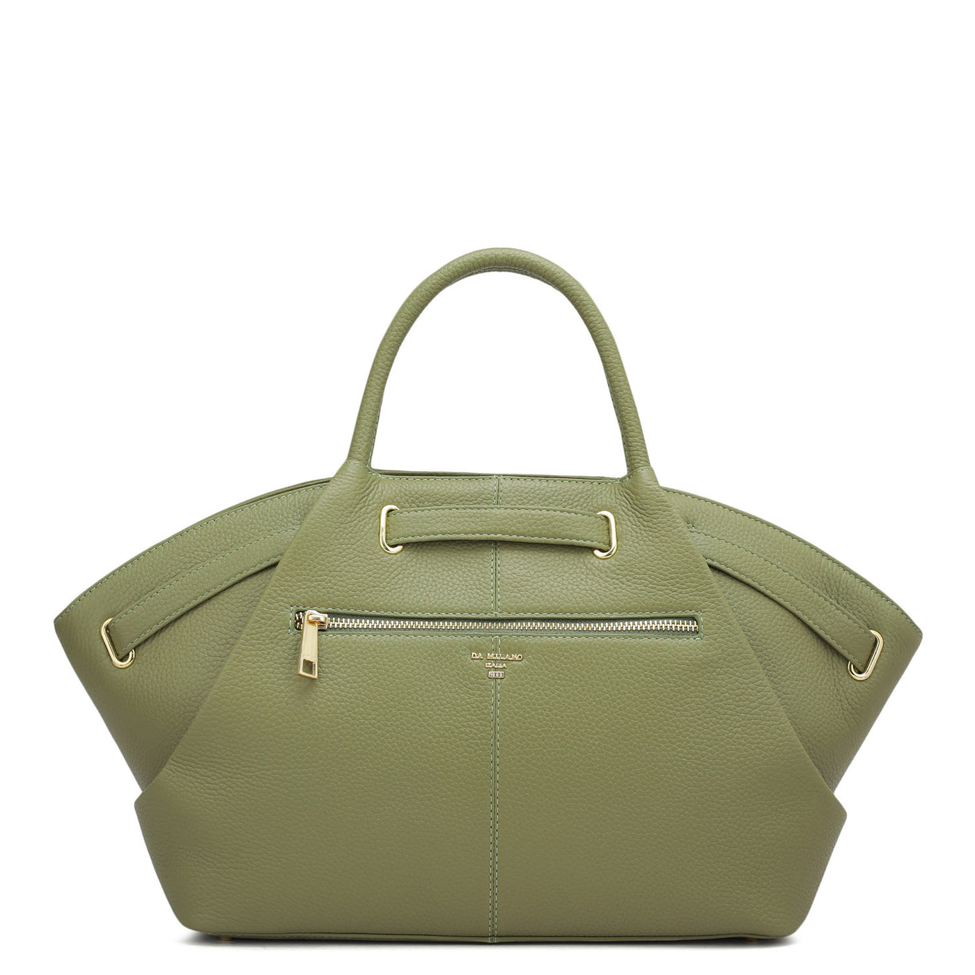 Medium Wax Leather Satchel - Fern