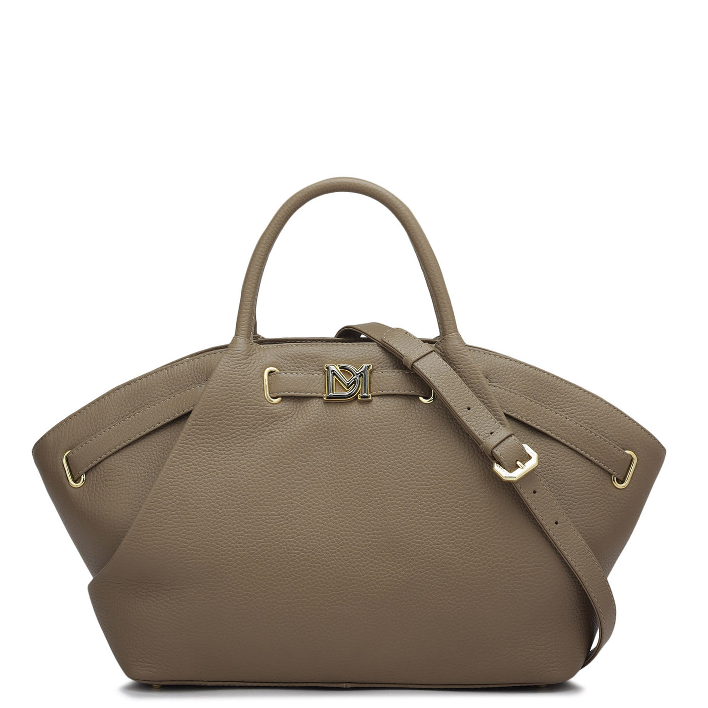 Medium Wax Leather Satchel - Greyish Taupe