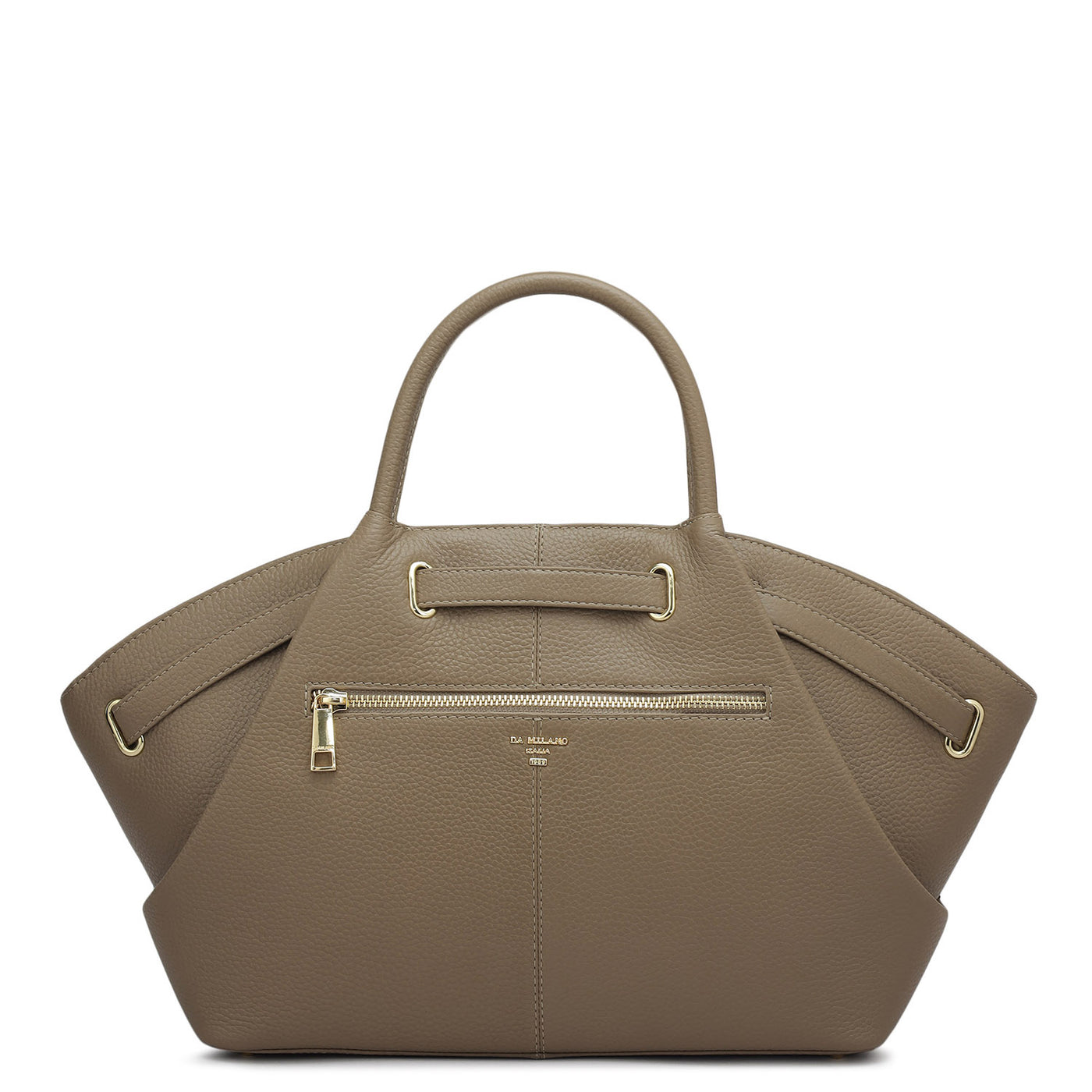 Medium Wax Leather Satchel - Greyish Taupe