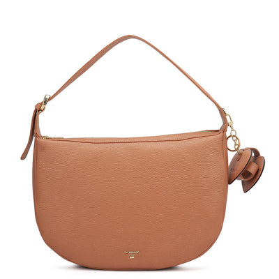 Medium Wax Leather Hobo - Terracotta