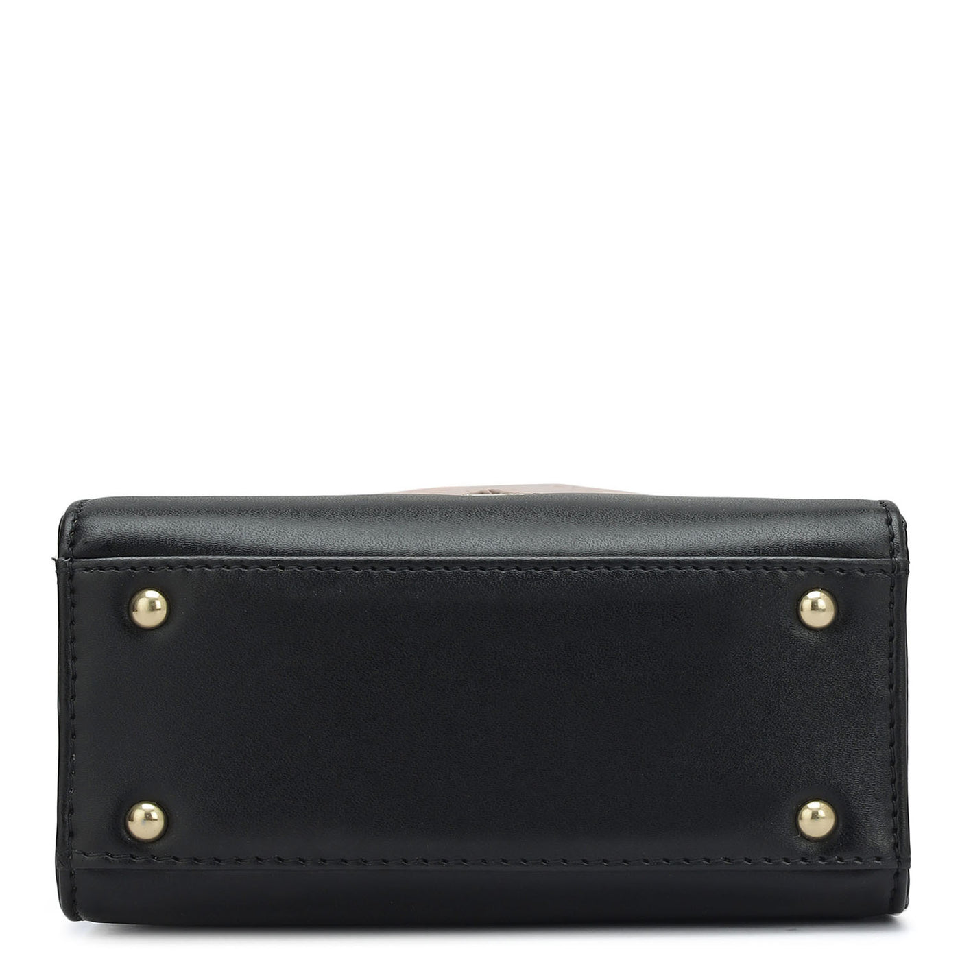 Small Plain Leather Satchel - Black & Pink