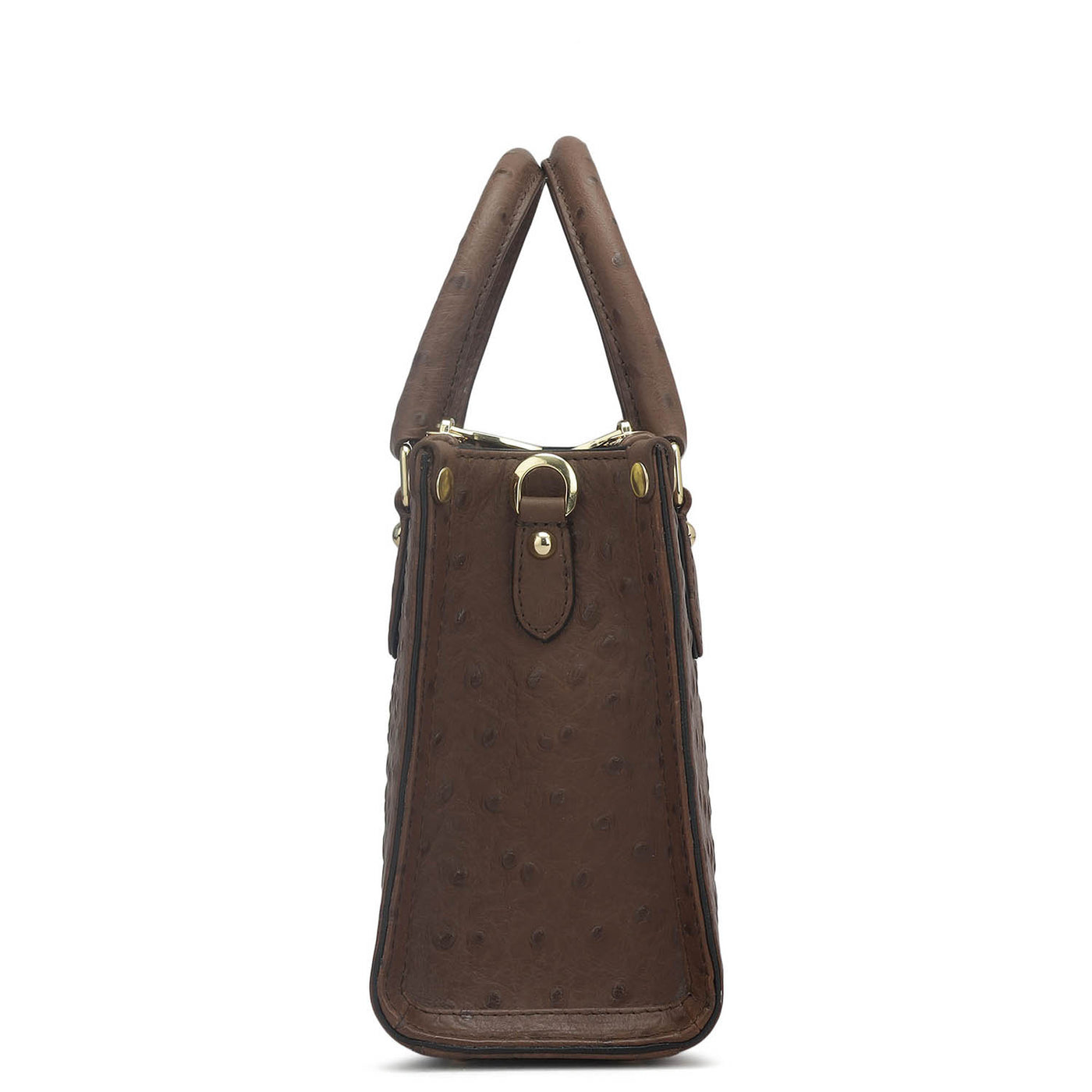 Small Ostrich Leather Satchel - Brown