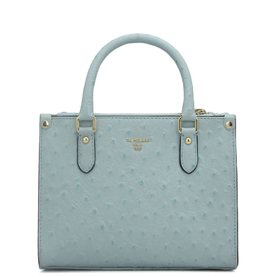 Small Ostrich Leather Satchel - Ice Blue