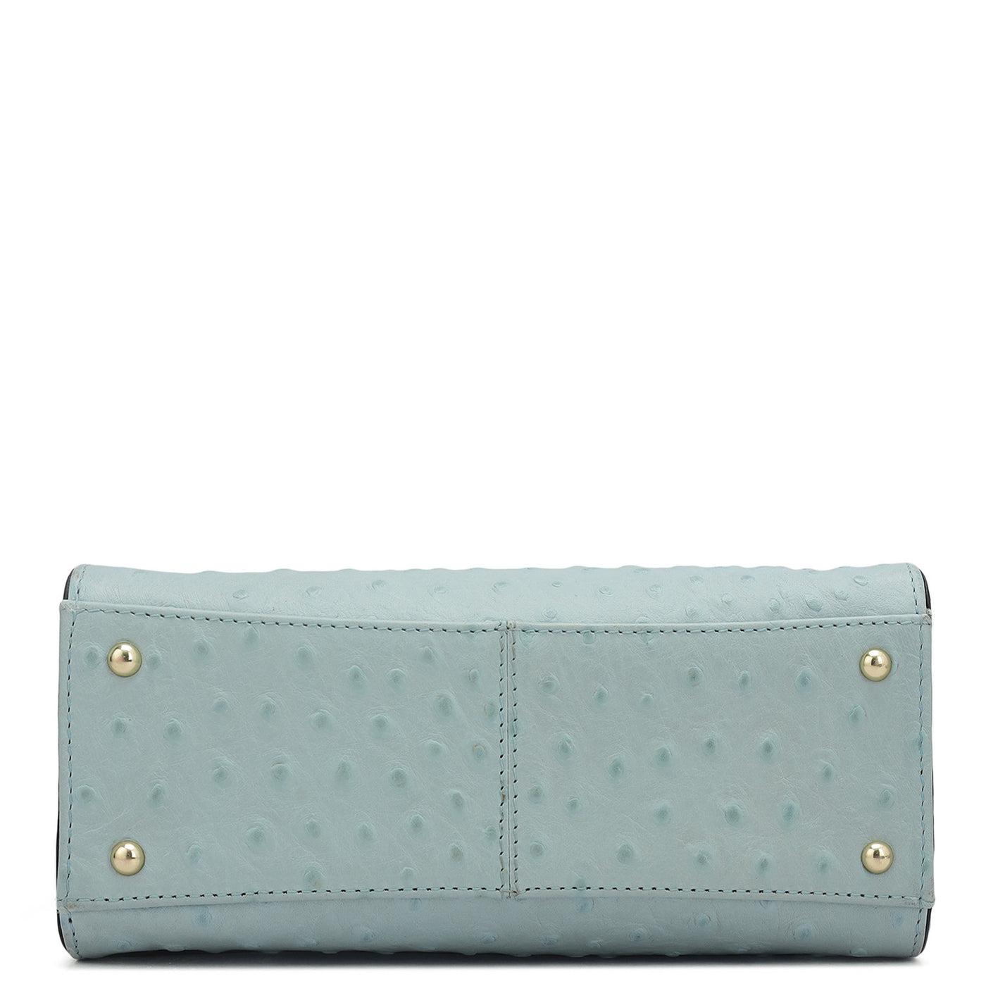 Small Ostrich Leather Satchel - Ice Blue