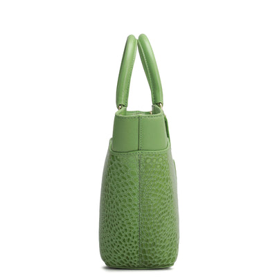 Small Croco Franzy Leather Satchel - Kiwi