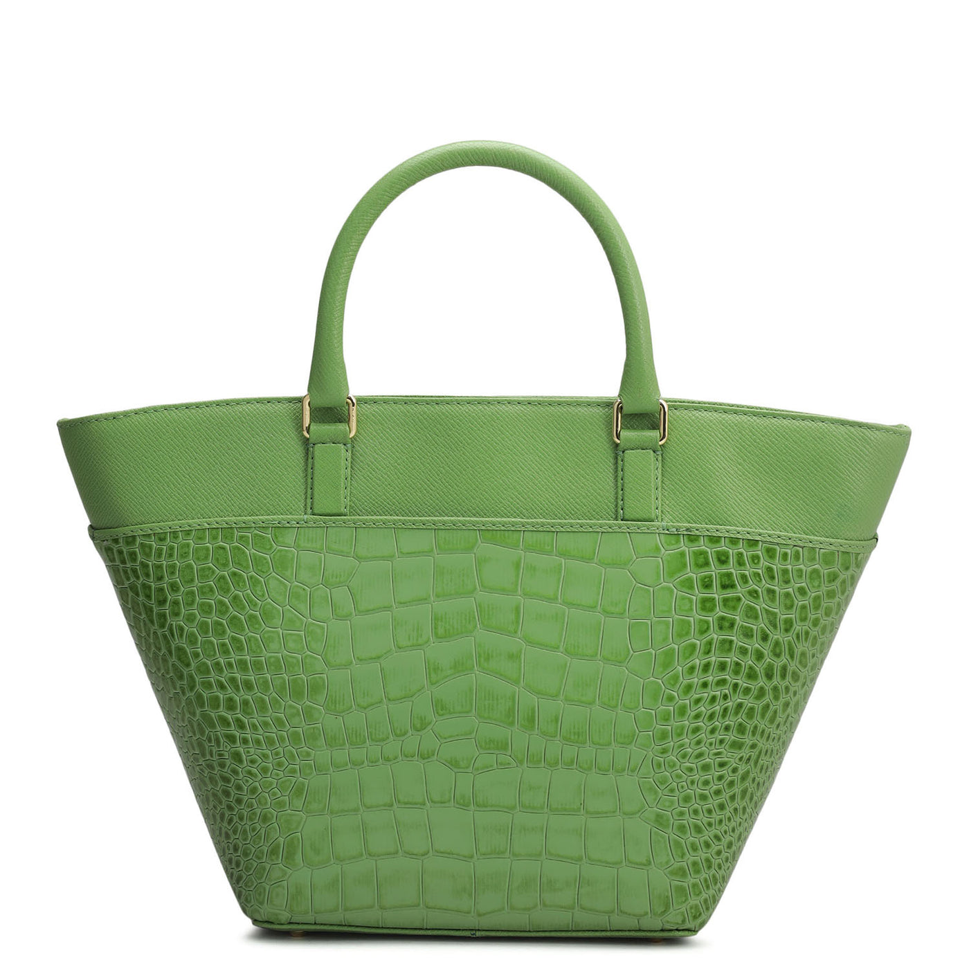 Small Croco Franzy Leather Satchel - Kiwi