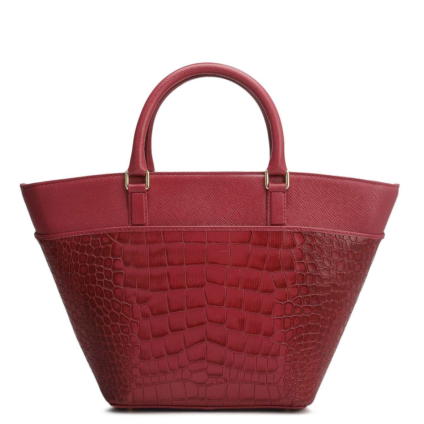 Small Croco Franzy Leather Satchel - Plumberry