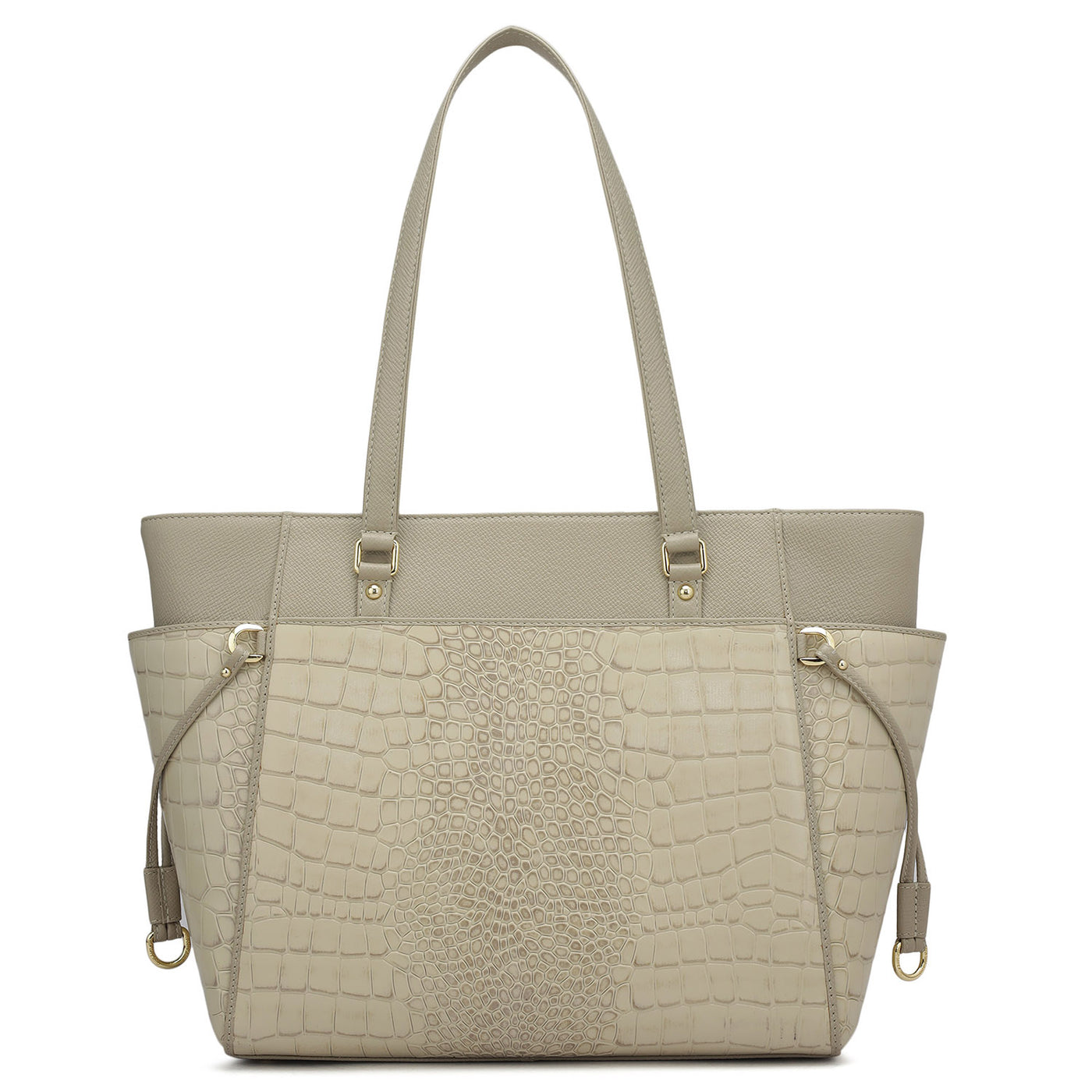 Medium Croco Franzy Leather Shoulder Bag - Frost