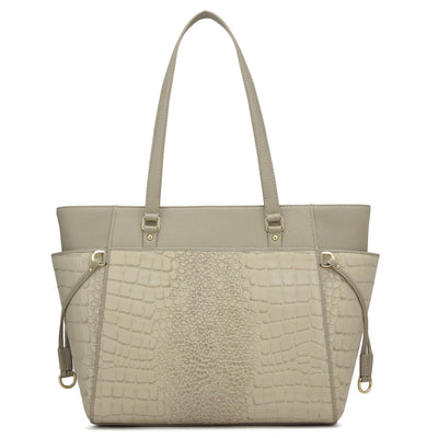 Medium Croco Franzy Leather Shoulder Bag - Frost