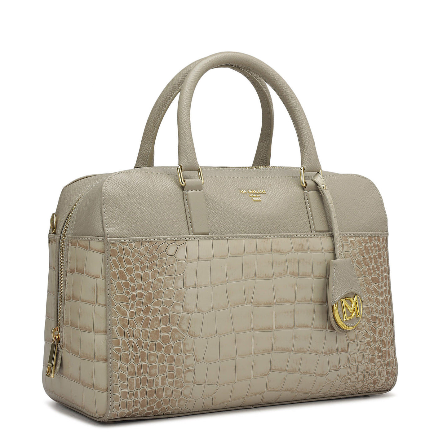 Medium Croco Franzy Leather Satchel - Frost