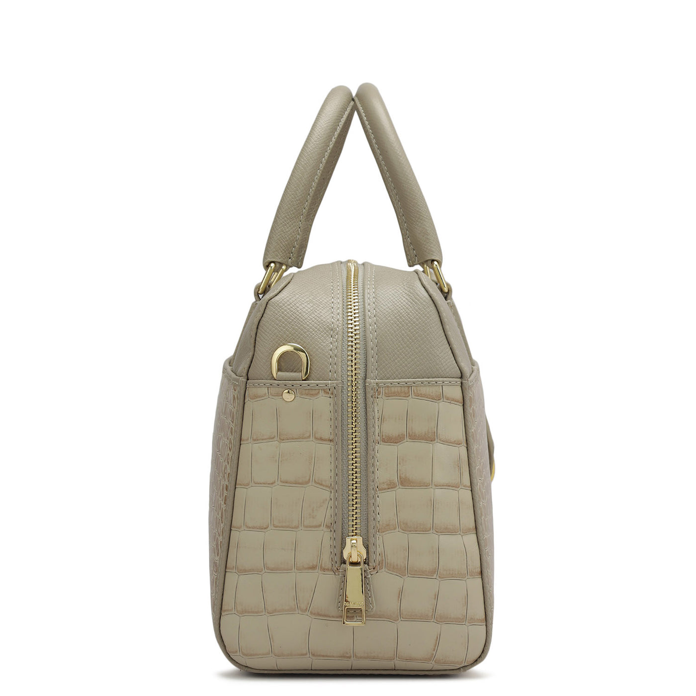 Medium Croco Franzy Leather Satchel - Frost