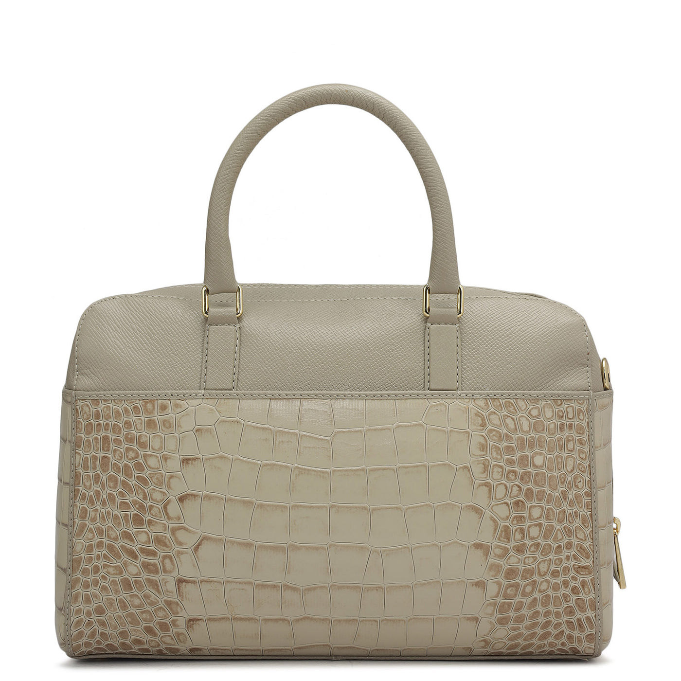 Medium Croco Franzy Leather Satchel - Frost