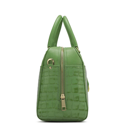 Medium Croco Franzy Leather Satchel - Kiwi