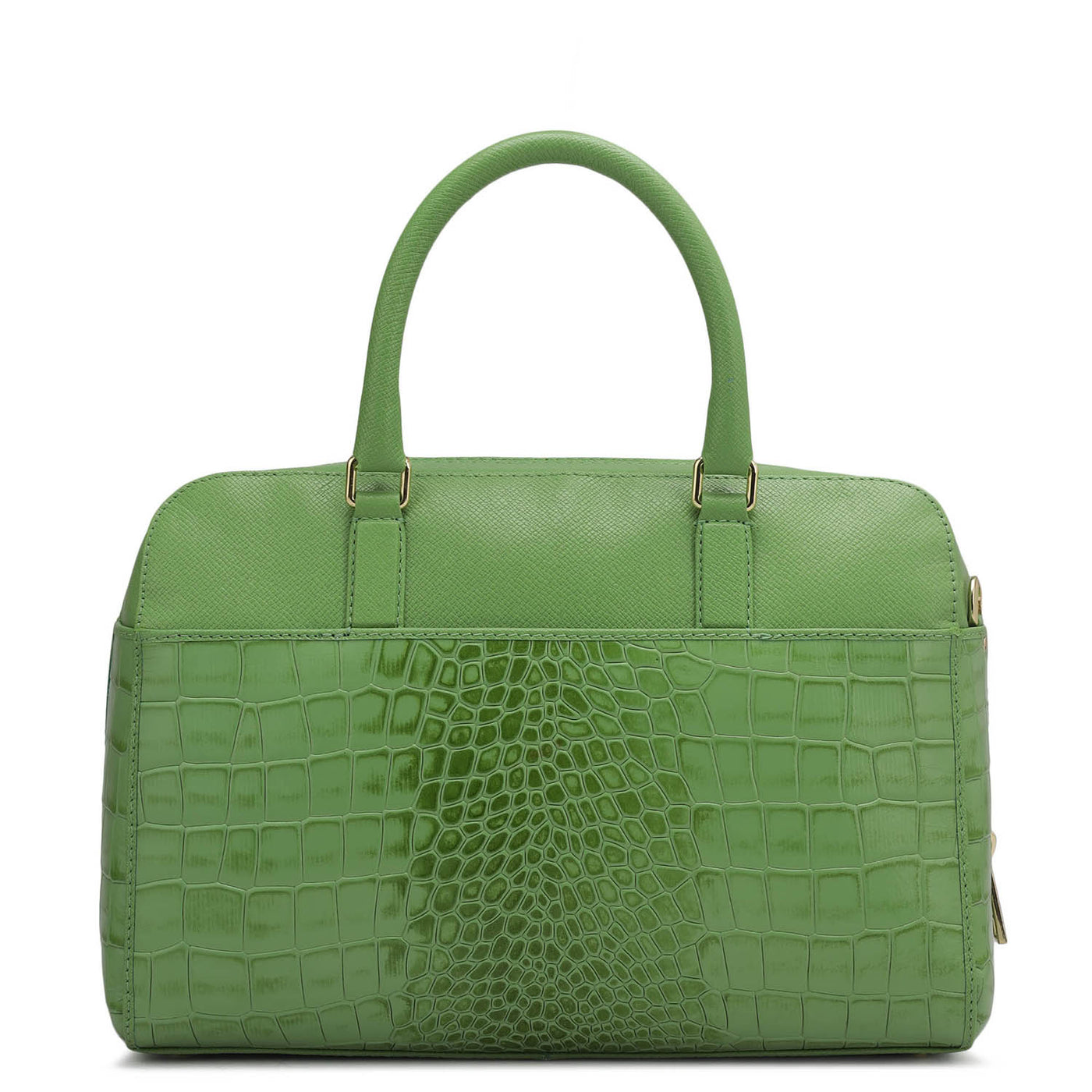 Medium Croco Franzy Leather Satchel - Kiwi