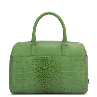 Medium Croco Franzy Leather Satchel - Kiwi