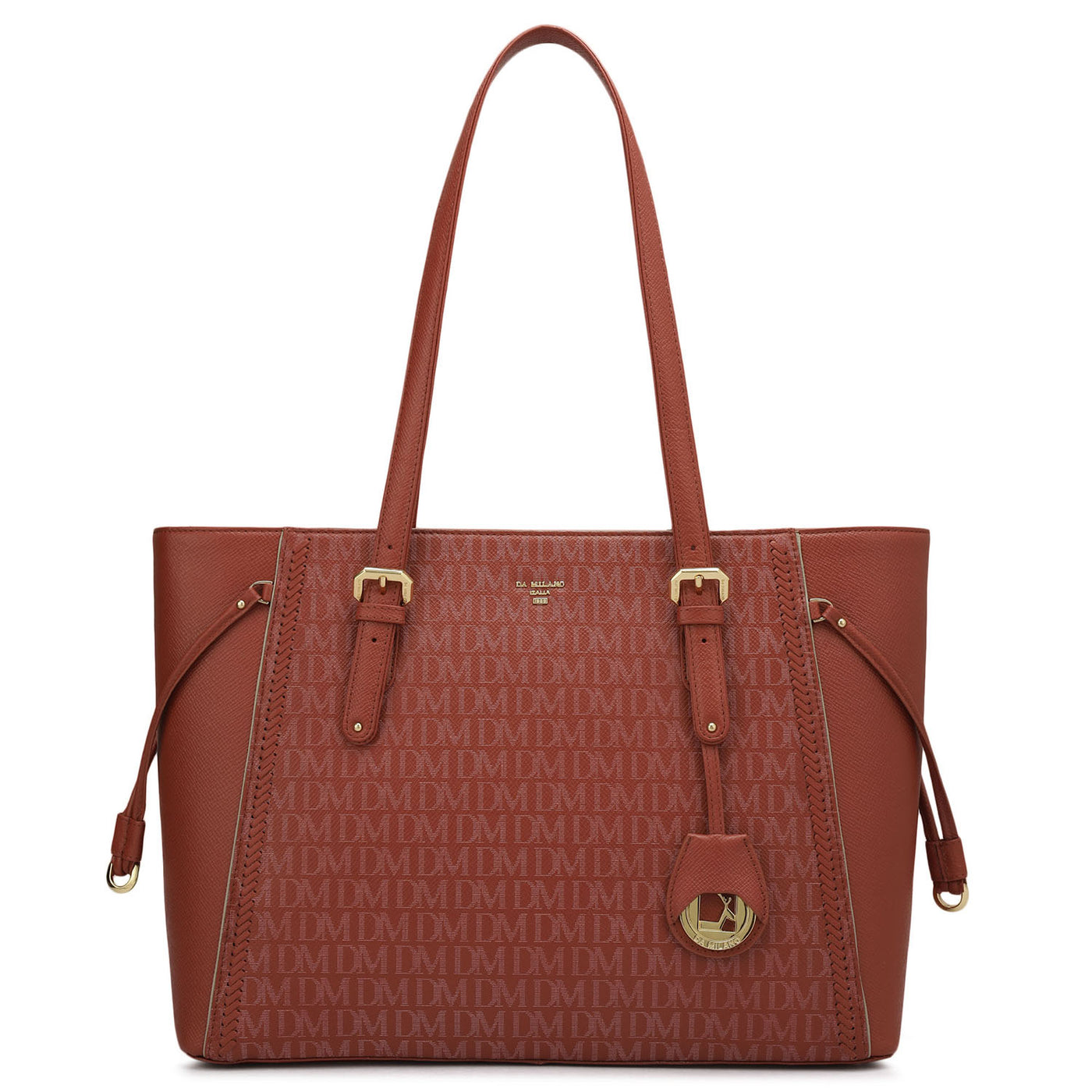 Large Monogram Franzy Leather Tote - Brick