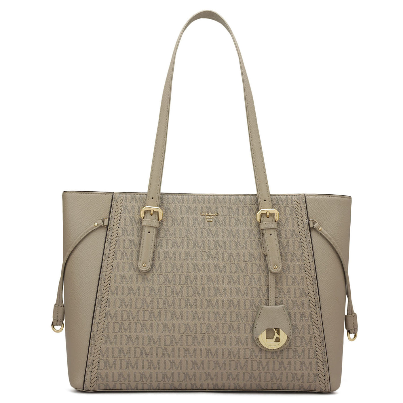 Large Monogram Franzy Leather Tote - Chalk