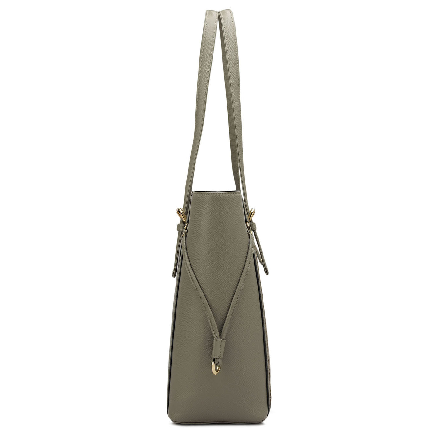 Large Monogram Franzy Leather Tote - Stone Grey