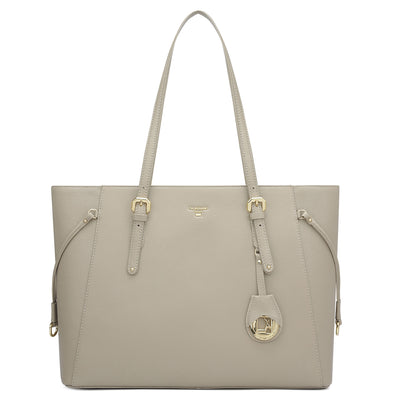 Large Franzy Leather Tote - Chalk