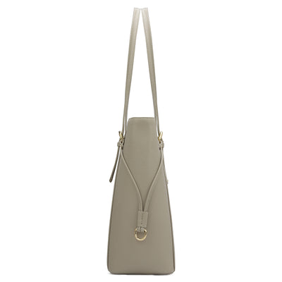 Large Franzy Leather Tote - Chalk