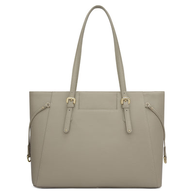 Large Franzy Leather Tote - Chalk