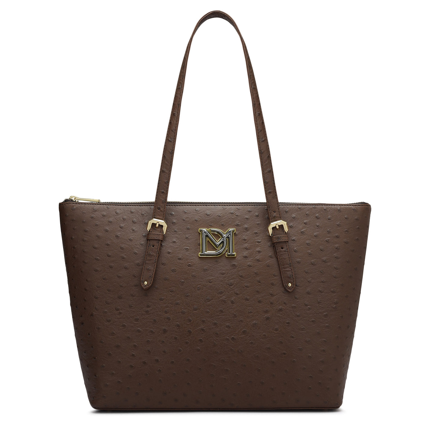 Medium Ostrich Leather Tote - Brown