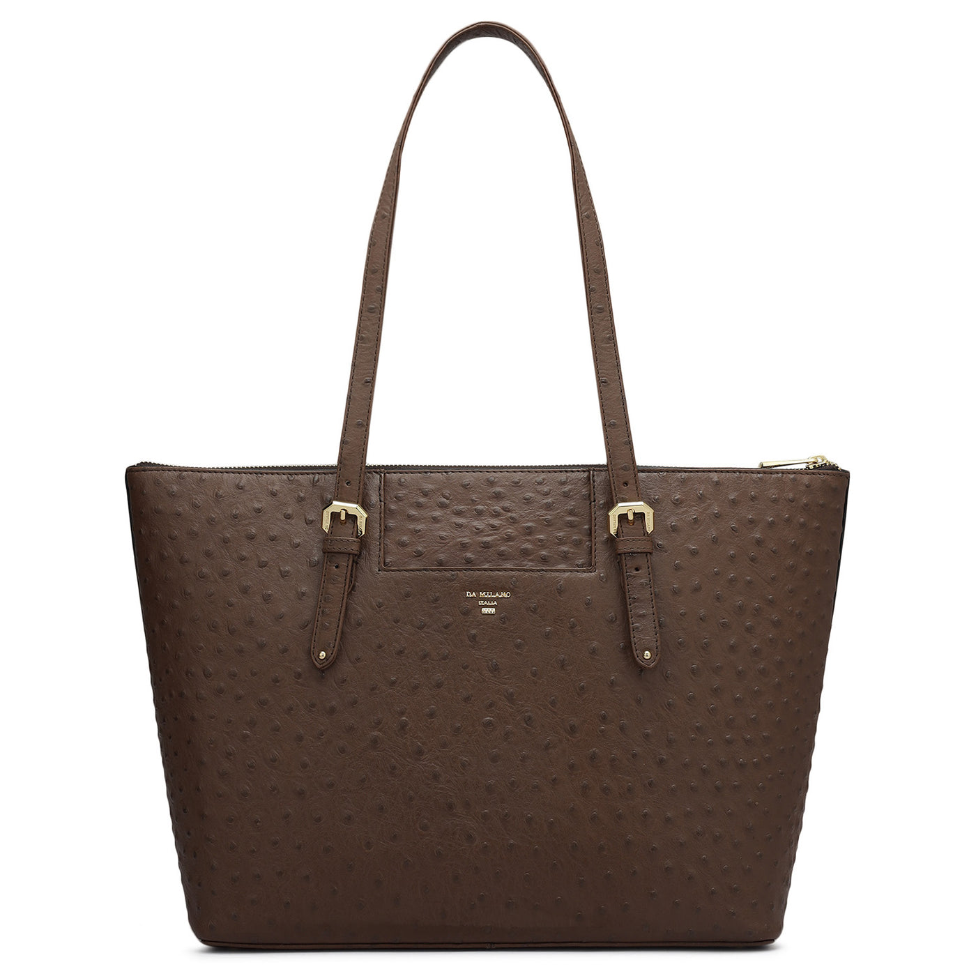 Medium Ostrich Leather Tote - Brown