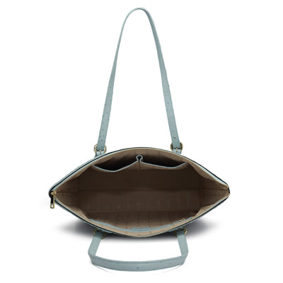 Medium Ostrich Leather Tote - Ice Blue