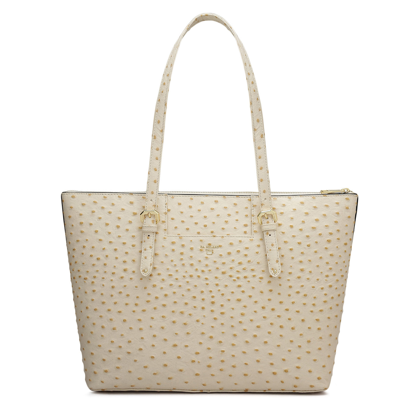 Medium Ostrich Leather Tote - Vanilla