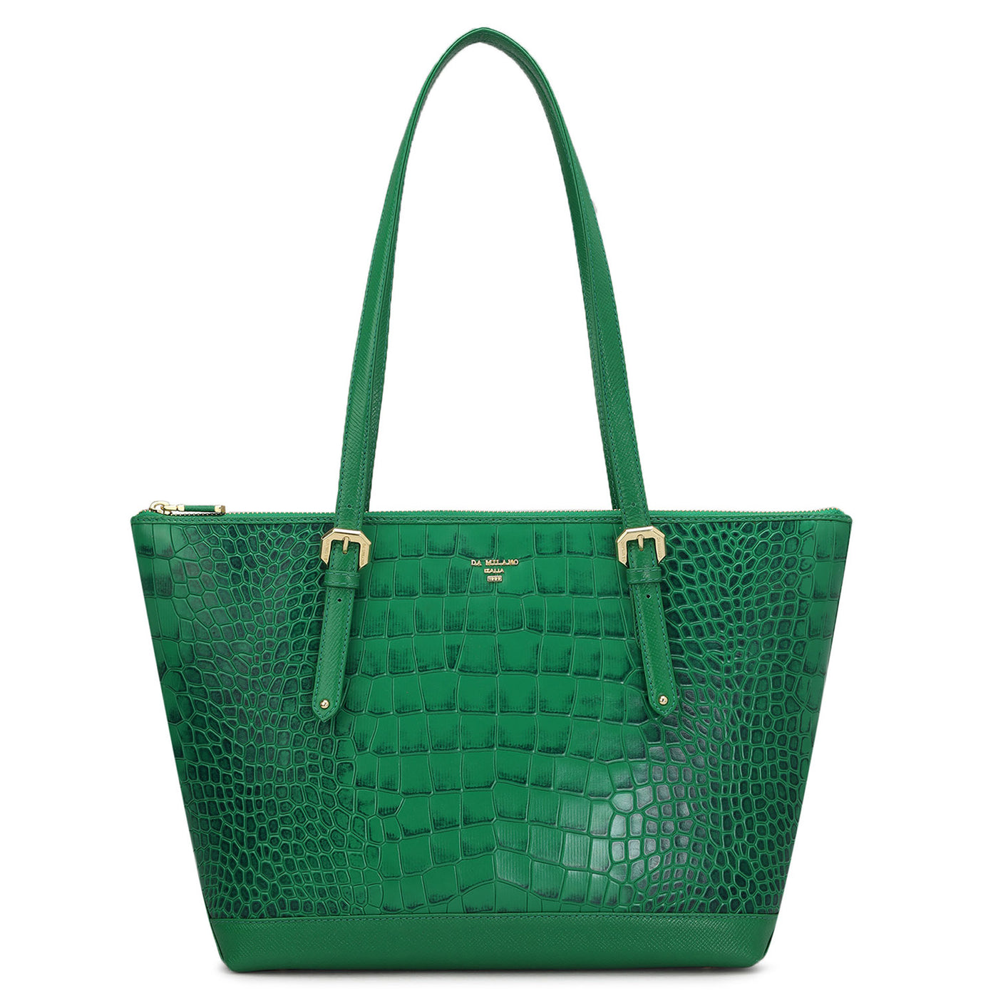 Medium Croco Leather Tote - Sea Weed