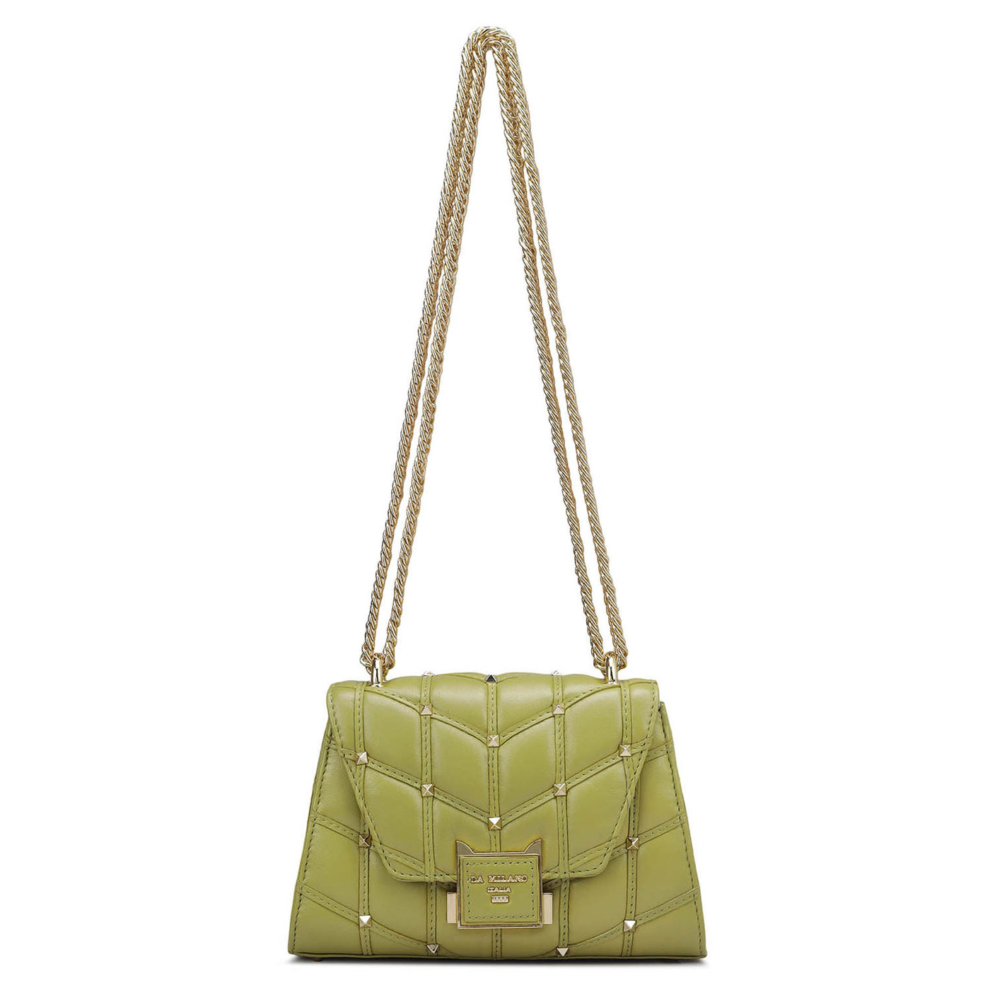 Small Quilting Leather Shoulder Bag - Olive