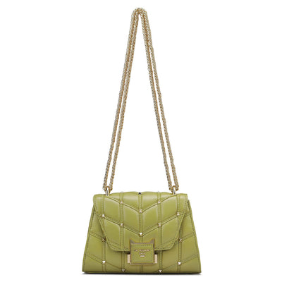 Small Quilting Leather Shoulder Bag - Olive