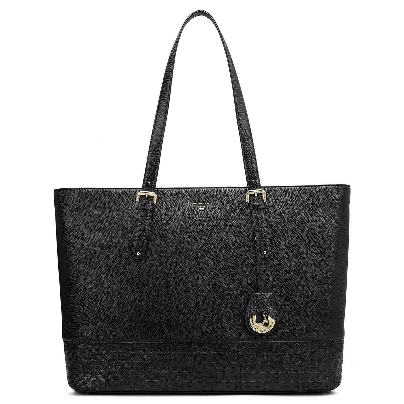 Large Franzy Mat Leather Tote - Black