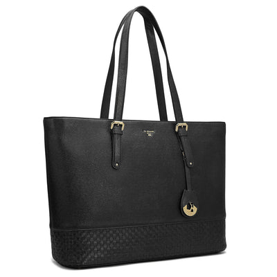 Large Franzy Mat Leather Tote - Black