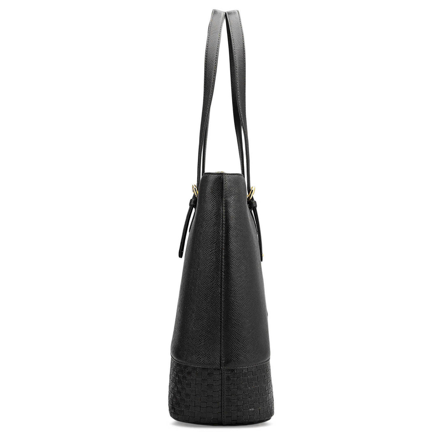 Large Franzy Mat Leather Tote - Black